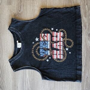 White Crow Women's Yeehaw Americana Cropped Graphic Tank Size L